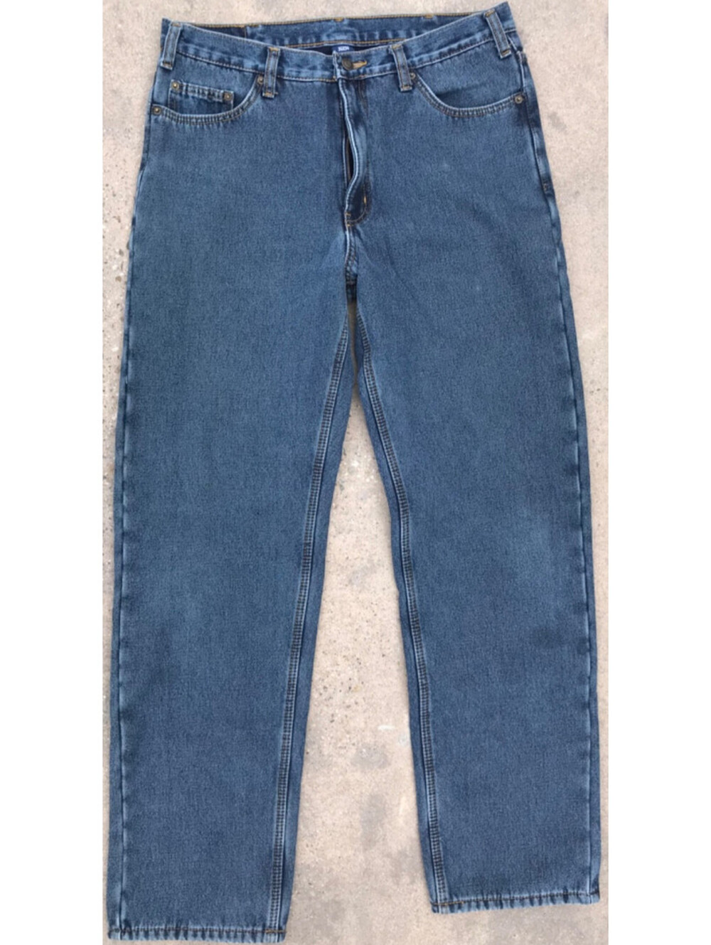 Full Blue Fleece Lined Denim Blue Jeans Men 35x34 Straight Leg Medium Wash